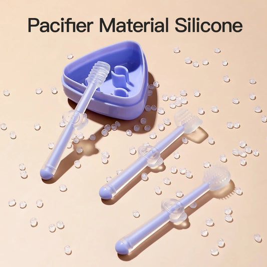 Infant Baby Silicone Toothbrush & Tongue Cleaner – Pack of 2 with PP Storage Box for Oral Care