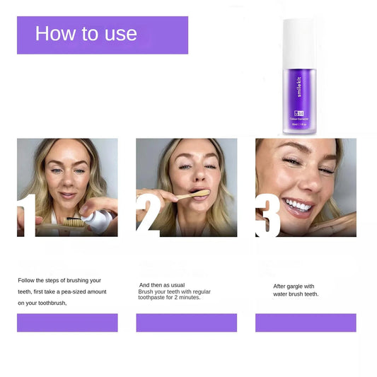 SmileKit V34 Purple Toothpaste Removes Tartar Clean Oral Hygiene Fresh Breath Whitening Teeth Care Products