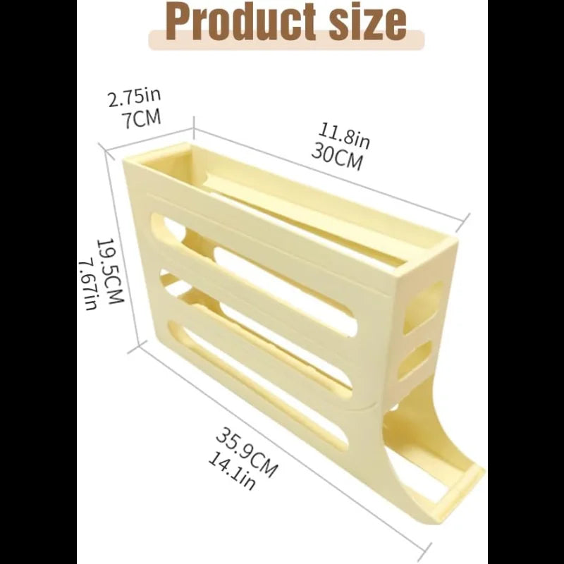 Egg storage rack with a 4-tier slanted design, holds 30 eggs. Large capacity for refrigerator cabinetskitchen accessories(White)