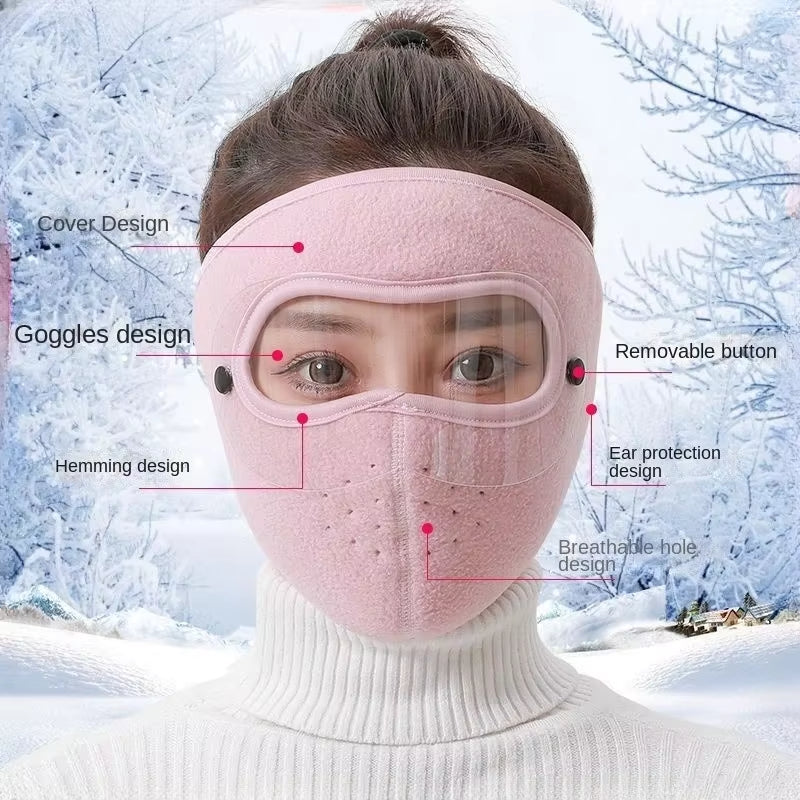 Windproof Anti Dust Full Face Masks Cycling Ski Breathable Masks Eye Shield HD Anti Fog Goggles Hood Cover Winter Warm Hat Caps