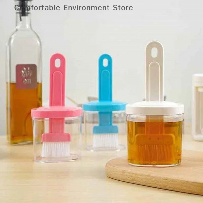 Oil Bottle with Silicone Brush – Durable Kitchen Tool for Easy Cooking and Baking Use.( Random Color)
