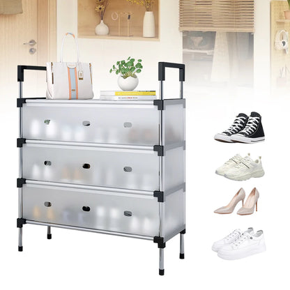 Multi Layer Dustproof Shoe Rack Organizer With Cover Foldable Plastic Shoe Storage Cabinet Durable Quality - 5 Layer