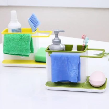 3in1 Plastic Shelves Multifunctional Kitchen Storage Finishing Shelf Bathroom Sponge Clean Kitchen Organizer Accessories 2025