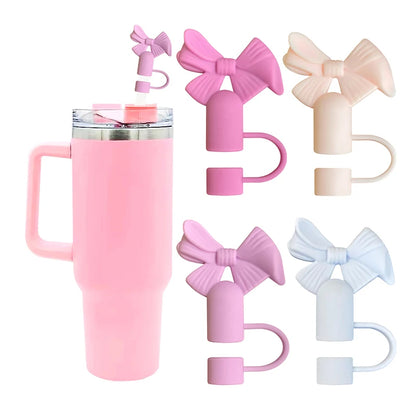 Buy 1 Get 1 Free – Silicone Straw Cover Cap for Stanley Cup | 10mm 3D Bow & Animal Straw Topper | Dust-Proof, Reusable Drinking Straw Tips