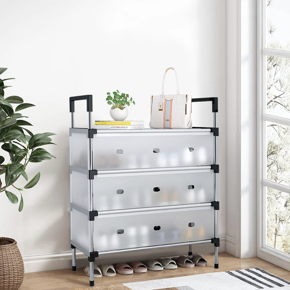 Multi Layer Dustproof Shoe Rack Organizer With Cover Foldable Plastic Shoe Storage Cabinet Durable Quality - 5 Layer