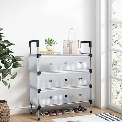 Multi Layer Dustproof Shoe Rack Organizer With Cover Foldable Plastic Shoe Storage Cabinet Durable Quality - 5 Layer