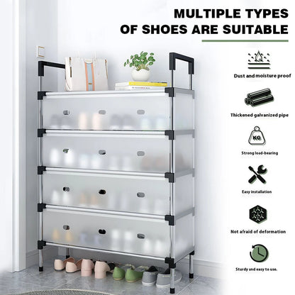 Multi Layer Dustproof Shoe Rack Organizer With Cover Foldable Plastic Shoe Storage Cabinet Durable Quality - 5 Layer