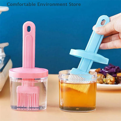 Oil Bottle with Silicone Brush – Durable Kitchen Tool for Easy Cooking and Baking Use.( Random Color)