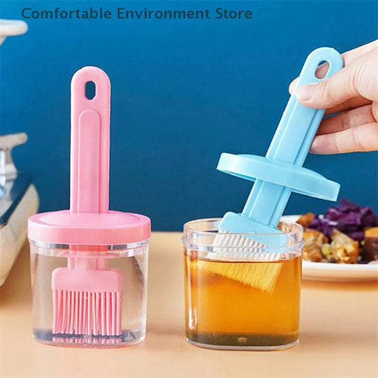 Oil Bottle with Silicone Brush – Durable Kitchen Tool for Easy Cooking and Baking Use.( Random Color)