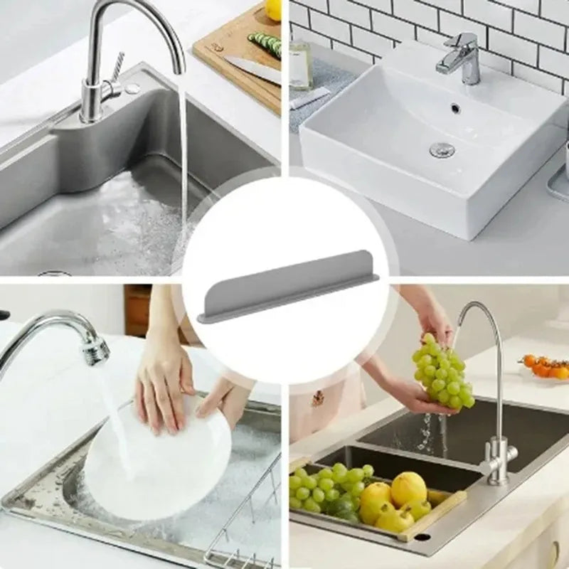 Silicone Sink Splash Guard With Suction – Flexible Water Splash Stopper for Kitchen & Bathroom Faucets, Countertops & Cleaning Protection (Random Color)