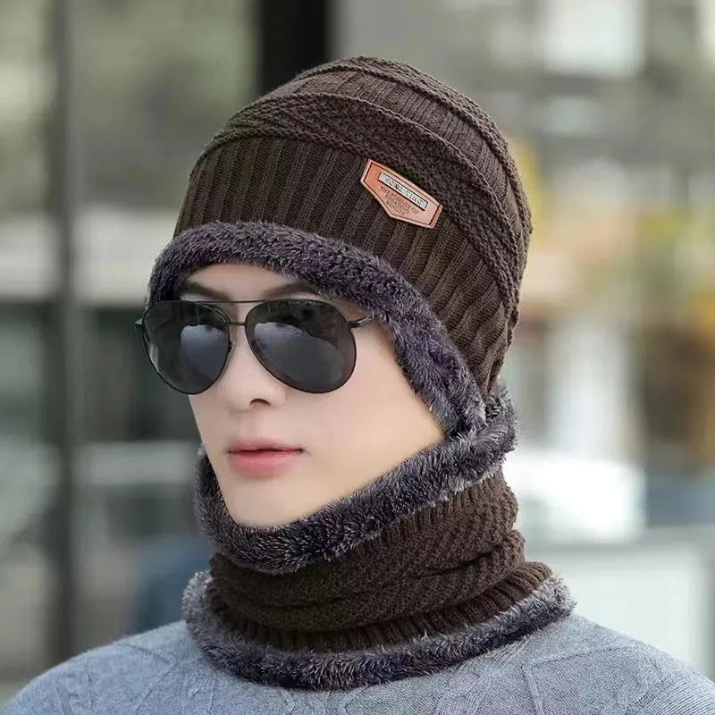 Wool Cap With Neck Warmer | Beanie And Scarf Set With Fleece Mask | Winter Thermal Wool Cap For Men And Women (Blue)