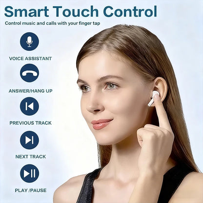 A9 Pro Earbuds With Anc Technology Sleek Matte Black Design Led Indicator Built In Screen And Clear Sound Quality - Black