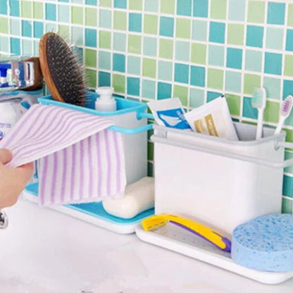 3in1 Plastic Shelves Multifunctional Kitchen Storage Finishing Shelf Bathroom Sponge Clean Kitchen Organizer Accessories 2025