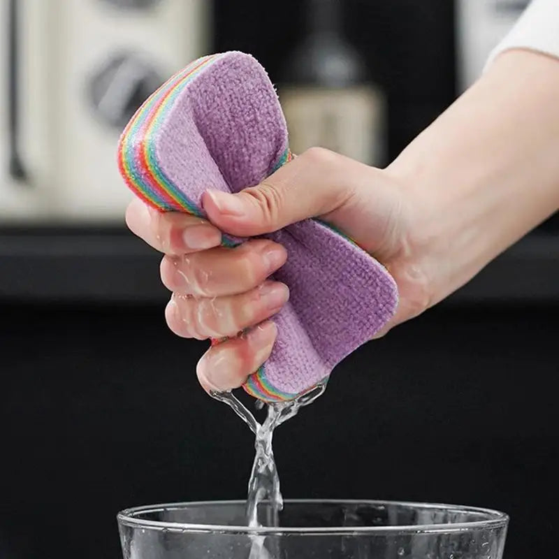 Multi-Purpose Microfiber Rainbow Sponge – 12 Layer Durable Cleaning Sponge for Kitchen & Household Use