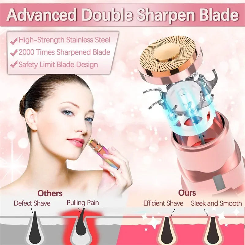 2-in-1 Electric Eyebrow Trimmer & Shaver – Flawless Hair Remover for Women | Painless, Rechargeable Facial Hair Removal Device