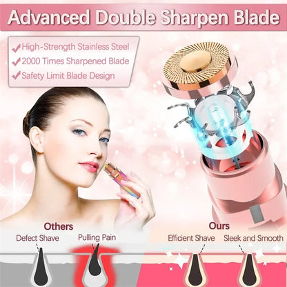 2-in-1 Electric Eyebrow Trimmer & Shaver – Flawless Hair Remover for Women | Painless, Rechargeable Facial Hair Removal Device