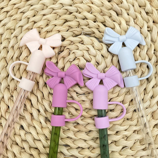 Buy 1 Get 1 Free – Silicone Straw Cover Cap for Stanley Cup | 10mm 3D Bow & Animal Straw Topper | Dust-Proof, Reusable Drinking Straw Tips