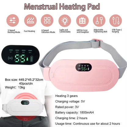 Portable Cordless Massage Belt Fast Heating Menstrual Heating Pad and Waist Wrap for Women Digital for Periods