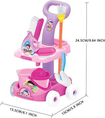 Child Sanitary Trolley, Toddler Cleaning Kit, Casdonn Toy Shopping Basket, Kids Cleaning Toy Set Realistic shape, Household Sweeping Toys for Shopping Trip, Todlers, Girls, Boys Age 3-6