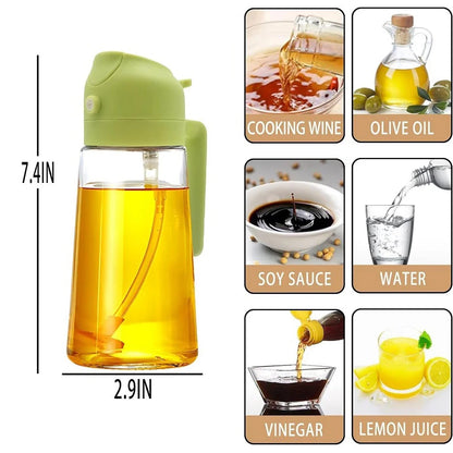 2 in 1 Glass Oil Sprayer and Dispenser, Sprayable and Pourable Oil Bottle 500 ml Random color