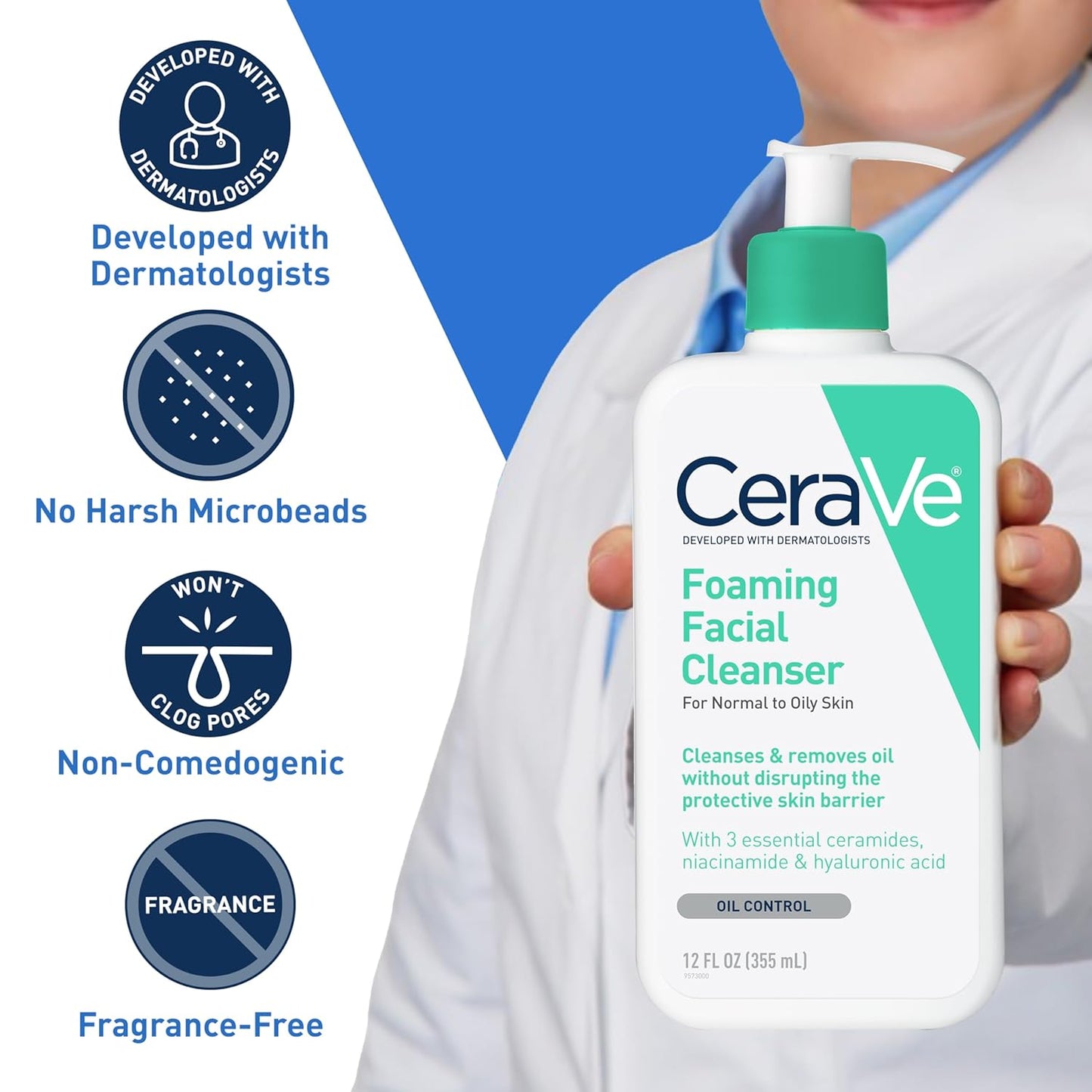 CeraVe Foaming Facial Cleanser features ceramides, hyaluronic acid, and niacinamide, and is formulated to help to maintain your skin’s protective barrier, lock in moisture, and calm your skin.