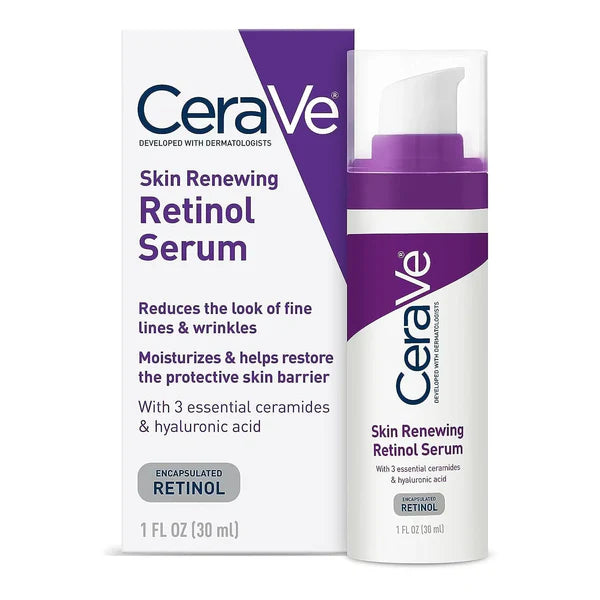 CeraVe Skin Renewing Retinol Serum is formulated with ingredients like hyaluronic acid for extra hydration, niacinamide to soothe, and three essential ceramides that work together to lock in moisture and help restore your skin’s protective barrier.