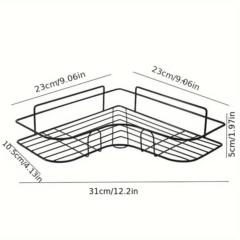 No Drilling Bathroom Triangle Rack Wall Mounted Storage Shelf Toilet Washstand Kitchen Organizer Iron Material Single Layer Hook
