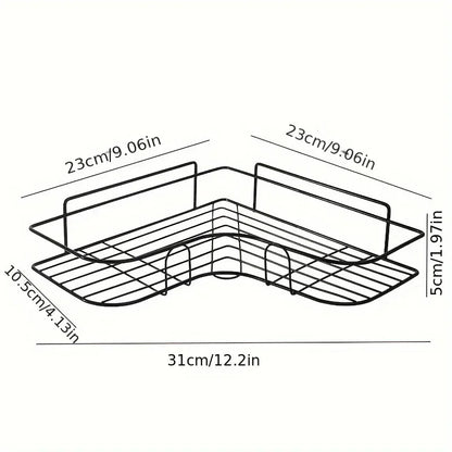 No Drilling Bathroom Triangle Rack Wall Mounted Storage Shelf Toilet Washstand Kitchen Organizer Iron Material Single Layer Hook