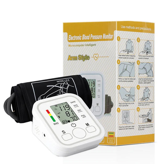 Different language Voice Digital Upper Arm Tonometer Medical Blood Pressure Monitor Tensiometers Meter Cuff