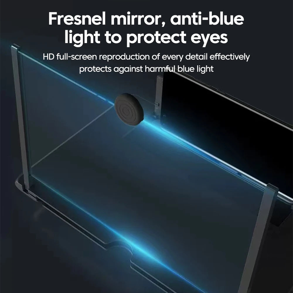 HD Portable Phone Screen Amplifier - 6.5" Pull-Out Fresnel Lens Anti-Blue Light Foldable Stand for Eye Protection
