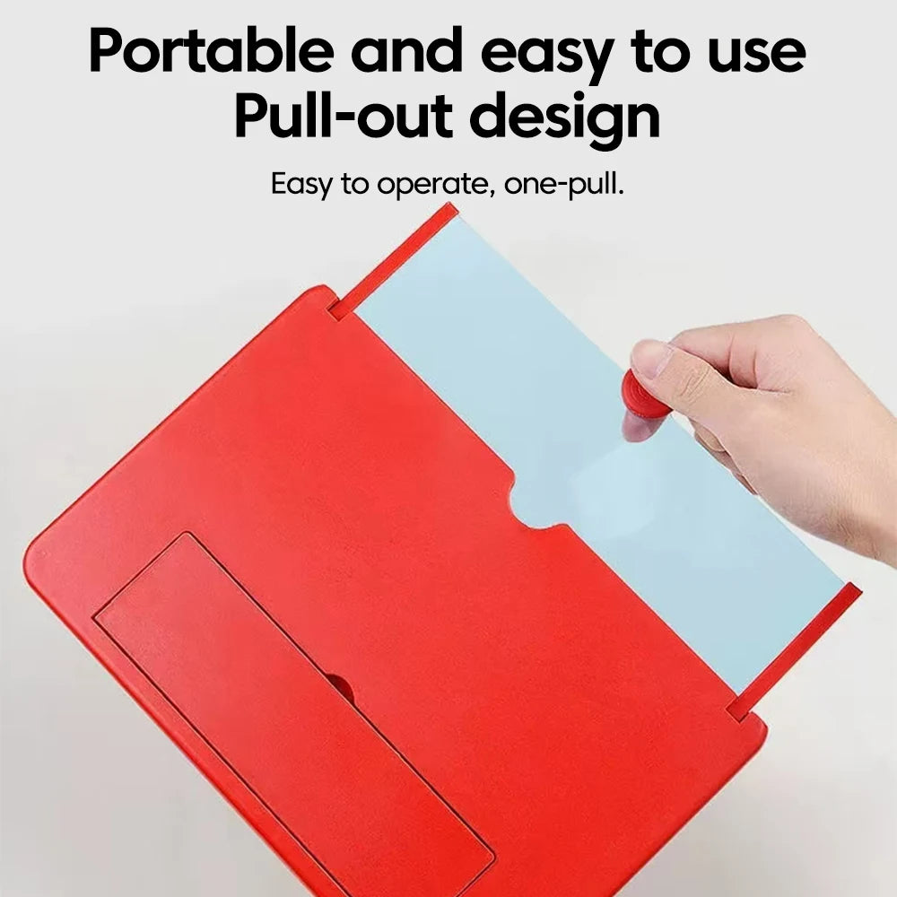 HD Portable Phone Screen Amplifier - 6.5" Pull-Out Fresnel Lens Anti-Blue Light Foldable Stand for Eye Protection