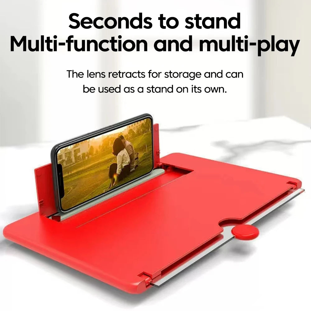 HD Portable Phone Screen Amplifier - 6.5" Pull-Out Fresnel Lens Anti-Blue Light Foldable Stand for Eye Protection