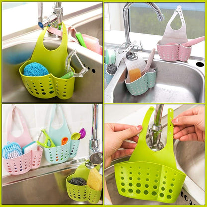 Home Kitchen Bathroom Sink Sponge Hanging PVC Shelving Rack Drain Faucet Storage Pail Shelves Tools Holder